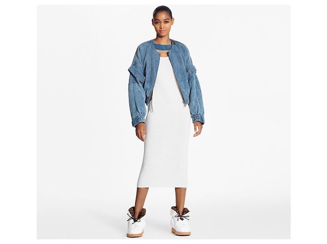 Louis Vuitton CHAQUETA BOMBER DE DENIM ACANALADA Azul - vista 7
