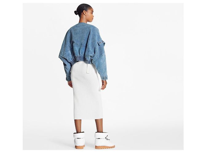 Louis Vuitton CHAQUETA BOMBER DE DENIM ACANALADA Azul - vista 8