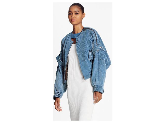Louis Vuitton CHAQUETA BOMBER DE DENIM ACANALADA Azul - vista 9
