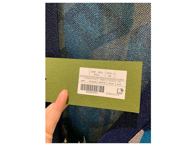 Gucci – Lamé – Jacquard-Cardigan mit geometrischem G in Blau und Silber - Ansicht 5