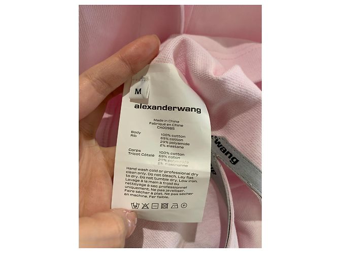 Camisa polo de jérsei de algodão Alexander Wang com gravata Rosa - vista 3