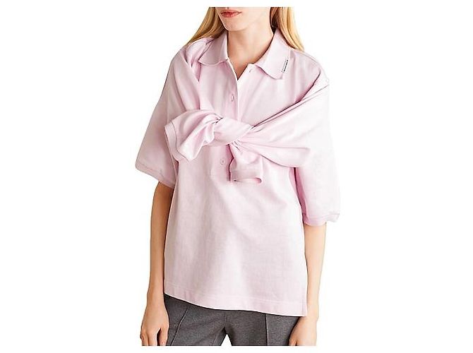 Camisa polo de jérsei de algodão Alexander Wang com gravata Rosa - vista 7