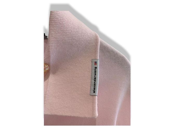 Camisa polo de jérsei de algodão Alexander Wang com gravata Rosa - vista 9