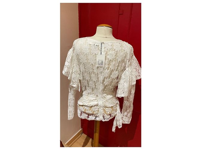 Top asimétrico de encaje de algodón Isabel Marant Etoile Vinny blanco - vista 2