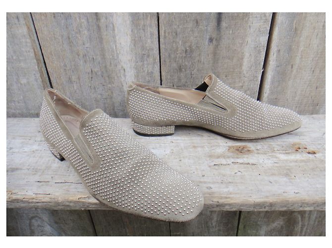 Autre Marque Mocassini Ebano in suede beige con borchie 38 - vista 2