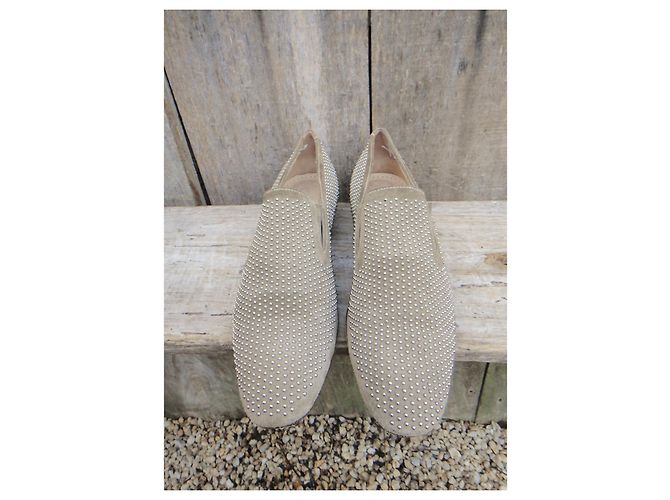 Autre Marque Mocassini Ebano in suede beige con borchie 38 - vista 3