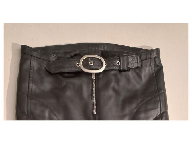 Chloé Calça de pele de cordeiro preta em excelente estado Preto - vista 15