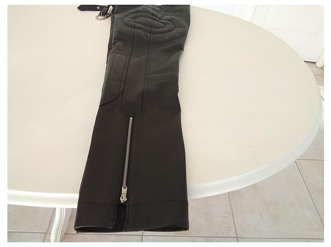 Chloé Calça de pele de cordeiro preta em excelente estado Preto - vista 8