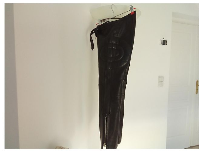 Chloé Calça de pele de cordeiro preta em excelente estado Preto - vista 9