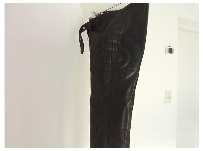 Chloé Calça de pele de cordeiro preta em excelente estado Preto - vista 11