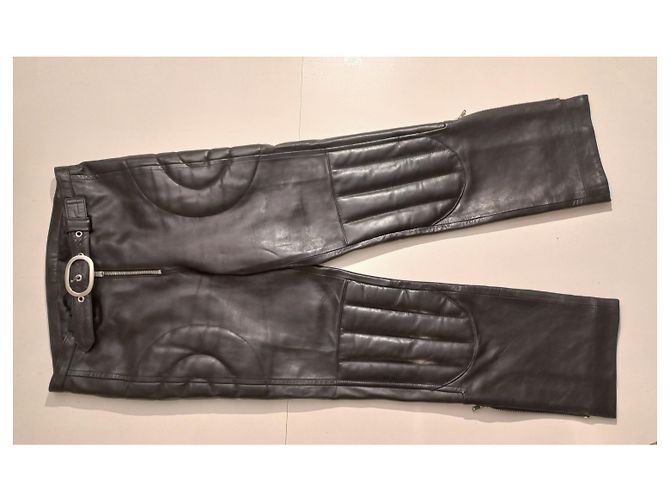 Chloé Calça de pele de cordeiro preta em excelente estado Preto - vista 2