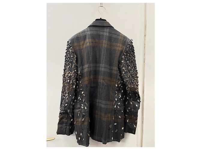 Chaqueta Kenzo Parade bordada de lana marrón gris S Castaño - vista 2