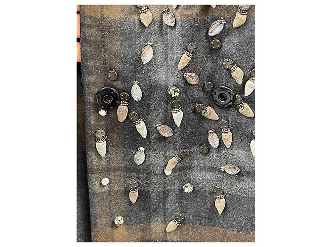 Chaqueta Kenzo Parade bordada de lana marrón gris S Castaño - vista 10
