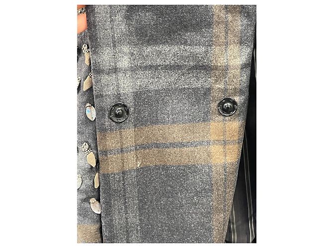 Chaqueta Kenzo Parade bordada de lana marrón gris S Castaño - vista 11