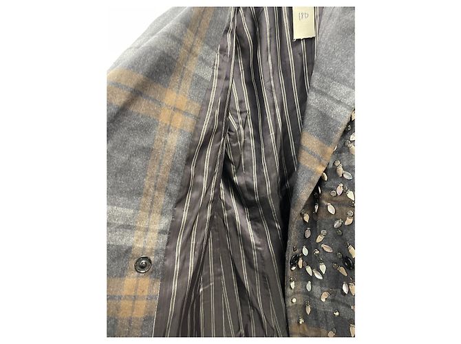 Chaqueta Kenzo Parade bordada de lana marrón gris S Castaño - vista 12