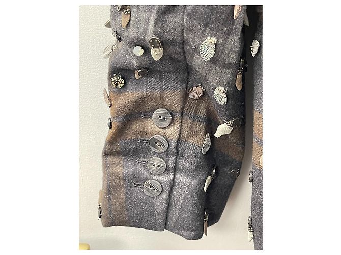 Chaqueta Kenzo Parade bordada de lana marrón gris S Castaño - vista 3