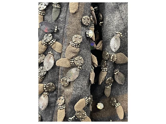Chaqueta Kenzo Parade bordada de lana marrón gris S Castaño - vista 4