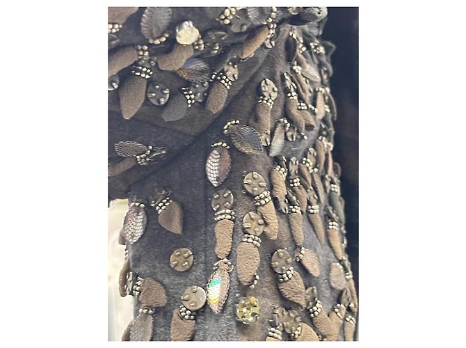 Chaqueta Kenzo Parade bordada de lana marrón gris S Castaño - vista 6
