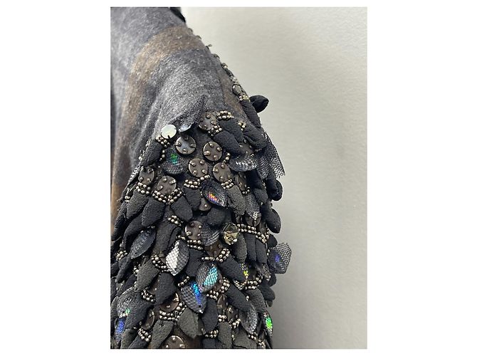 Chaqueta Kenzo Parade bordada de lana marrón gris S Castaño - vista 7