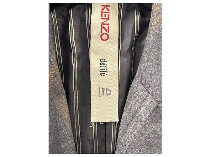 Chaqueta Kenzo Parade bordada de lana marrón gris S Castaño - vista 8