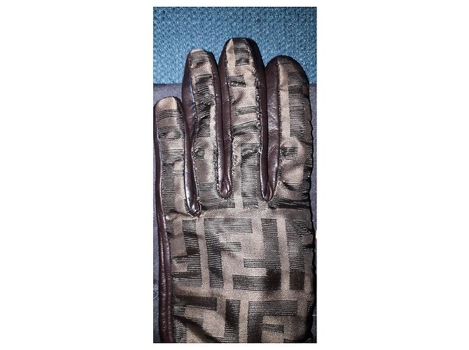 Paar Fendi T-Handschuhe 8 ES Braun - Ansicht 9