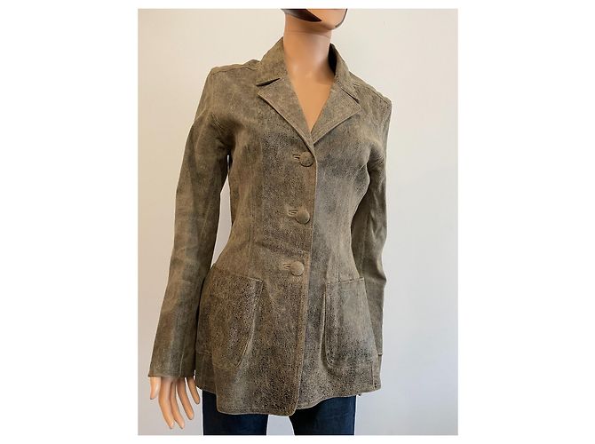 Jitrois Bikerjacke aus Lammleder Braun Beige - Ansicht 2
