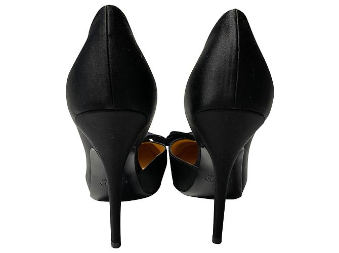 Décolleté con fiocco Lanvin 120 in pelle satinata nera Nero - vista 4