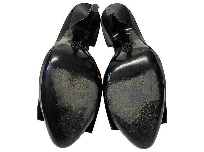 Décolleté con fiocco Lanvin 120 in pelle satinata nera Nero - vista 5