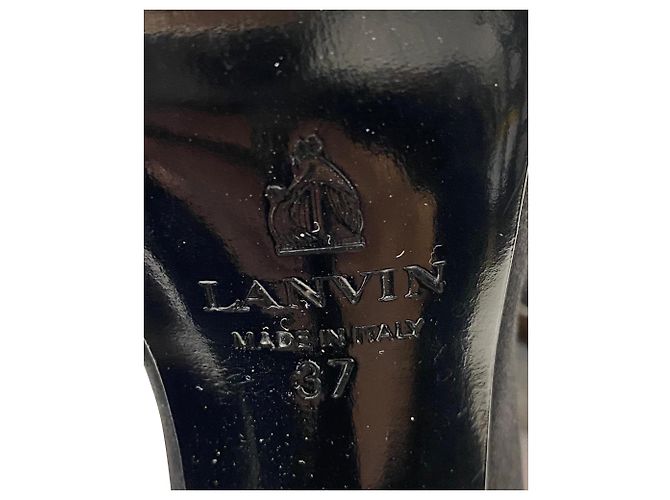 Décolleté con fiocco Lanvin 120 in pelle satinata nera Nero - vista 6