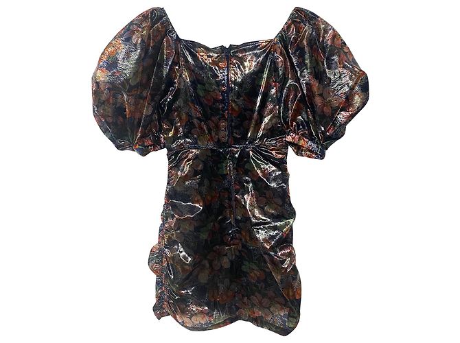 Isabel Marant Abito con maniche a sbuffo in poliestere multicolore - vista 2