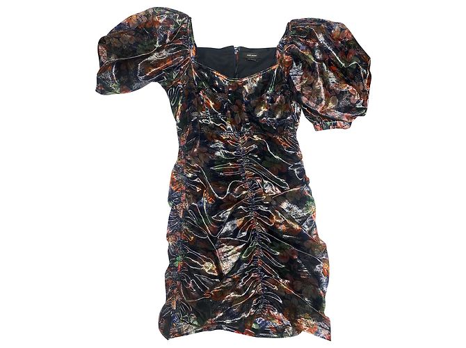 Isabel Marant Abito con maniche a sbuffo in poliestere multicolore - vista 3