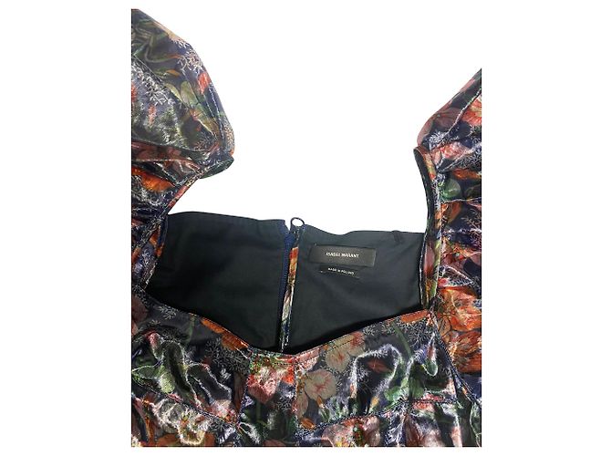 Isabel Marant Abito con maniche a sbuffo in poliestere multicolore - vista 6