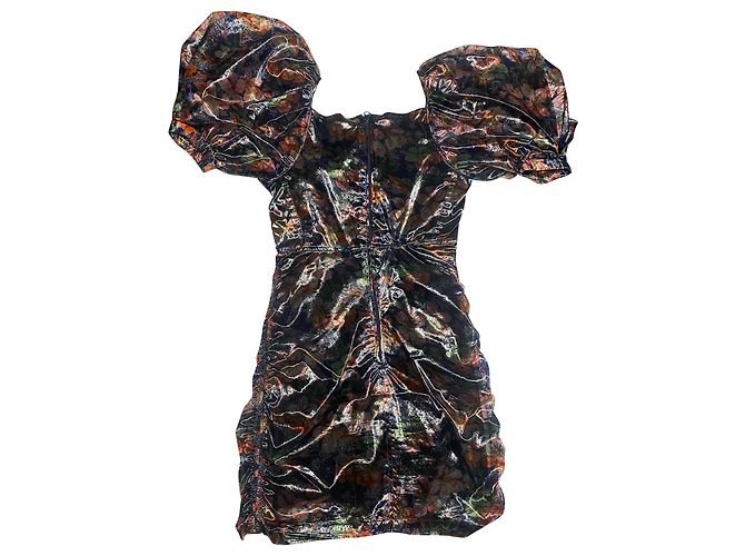 Isabel Marant Abito con maniche a sbuffo in poliestere multicolore - vista 7