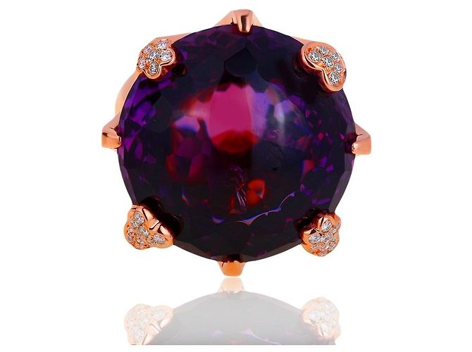 Anello Pasquale Bruni in oro con ametista e diamanti - vista 2