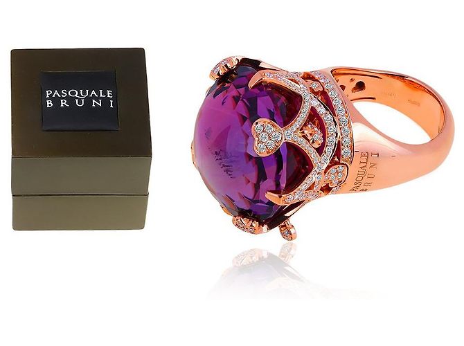 Anello Pasquale Bruni in oro con ametista e diamanti - vista 4