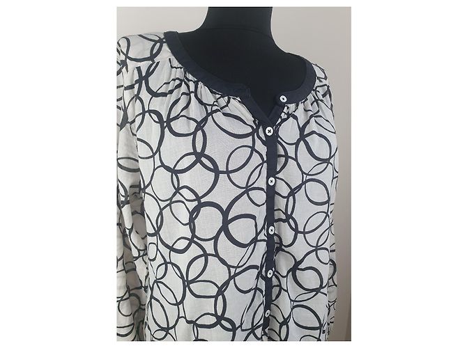 0039 Blusa de algodón negro blanco - vista 2