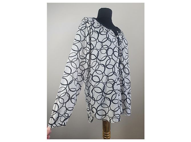 0039 Blusa de algodón negro blanco - vista 3