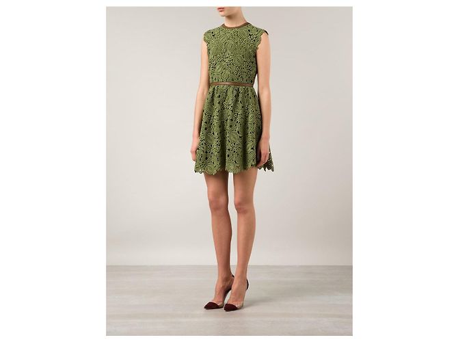Valentino Leaf Spitzenkleid Grün - Ansicht 9