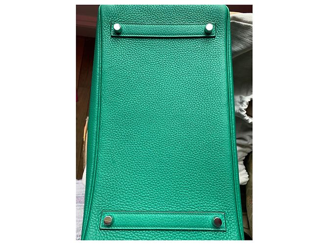 Hermès Birkin 35 in pelle Clemence verde - vista 7