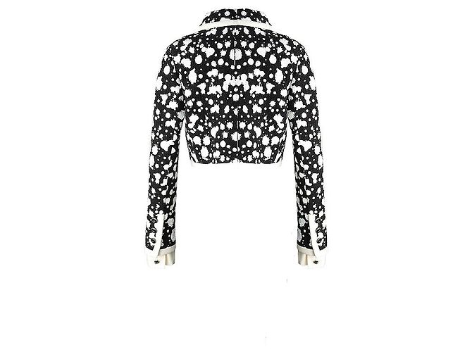 Giacca da abito in tweed maculato bianco e nero Chanel - vista 2
