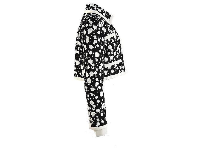 Giacca da abito in tweed maculato bianco e nero Chanel - vista 3