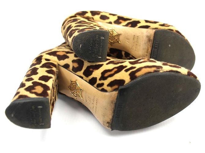 Charlotte Olympia Botines de piel de potro con estampado de leopardo Castaño Beige - vista 12