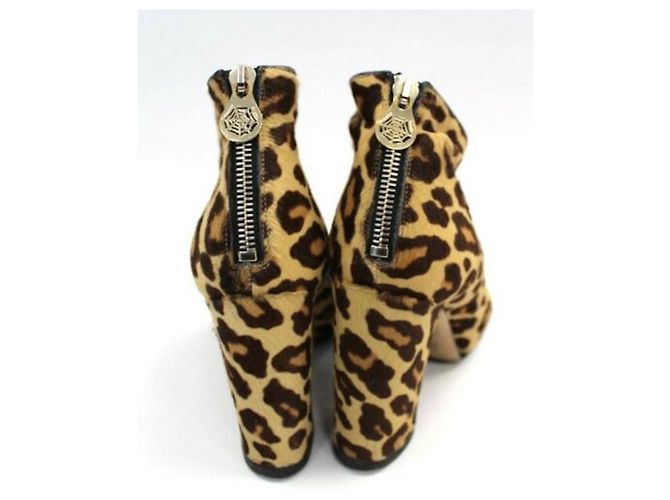 Charlotte Olympia Botines de piel de potro con estampado de leopardo Castaño Beige - vista 3