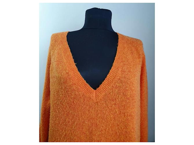 Pull long orange Samsoe & Samsoe en laine - vue 2
