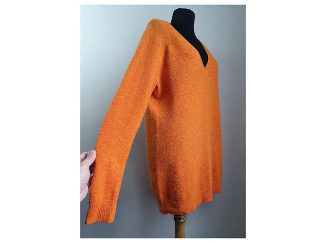 Pull long orange Samsoe & Samsoe en laine - vue 3