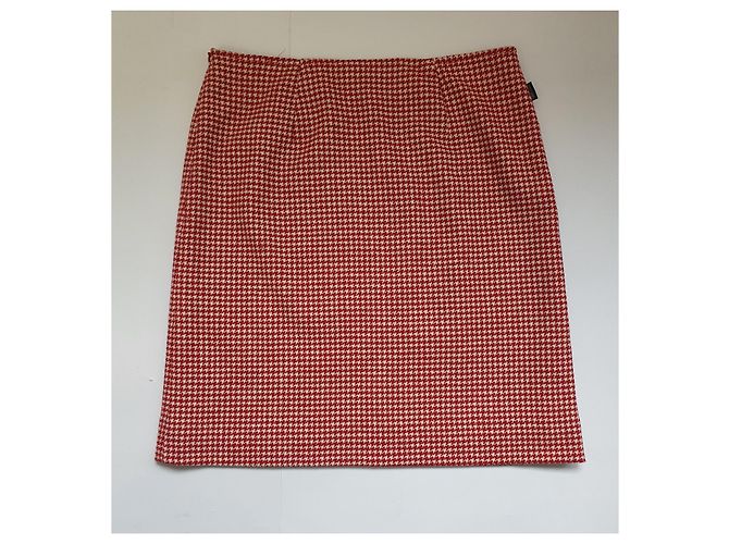 Falda roja Moschino con estampado pata de gallo lana - vista 4