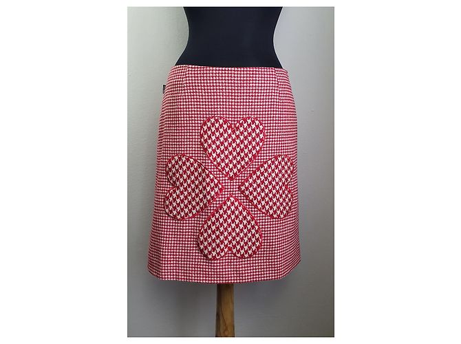 Falda roja Moschino con estampado pata de gallo lana - vista 6