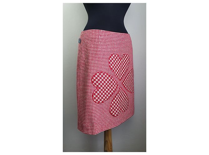 Falda roja Moschino con estampado pata de gallo lana - vista 7