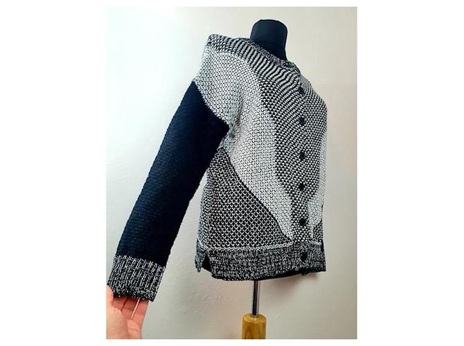 Autre Marque Strickjacke aus Baumwolle Schwarz Weiß - Ansicht 2