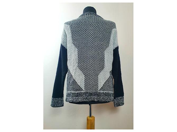 Autre Marque Strickjacke aus Baumwolle Schwarz Weiß - Ansicht 3